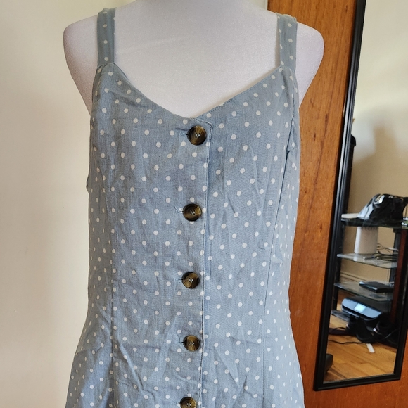 New Large Japna Baby Blue Polka Dot Mini Dress - Picture 3 of 9